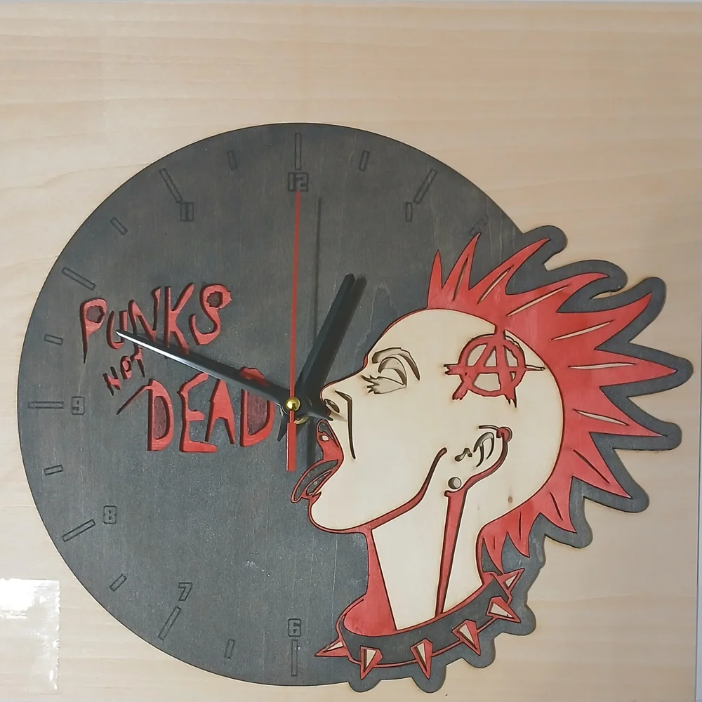 Punks Not Dead Wall Clock - Black and Red